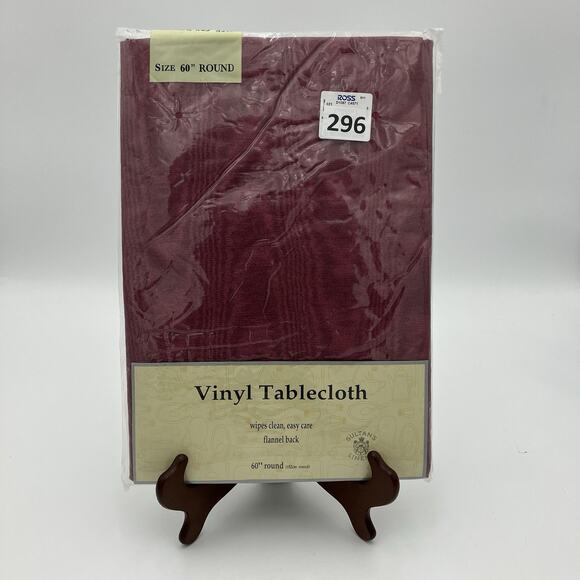 SULTAN'S LINENS 60"RD Vinyl Flannel Back Table Cloth Burgundy - Picture 2 of 4